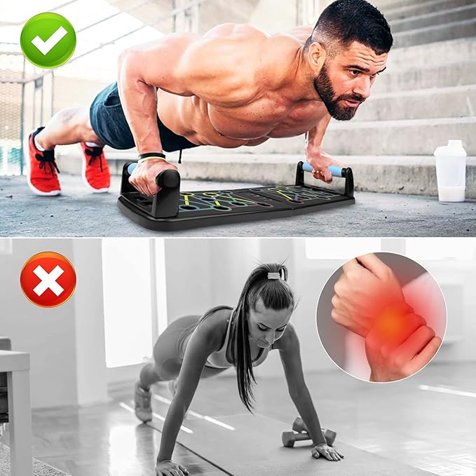 Liegestützbrett mit Widerstandsbändern