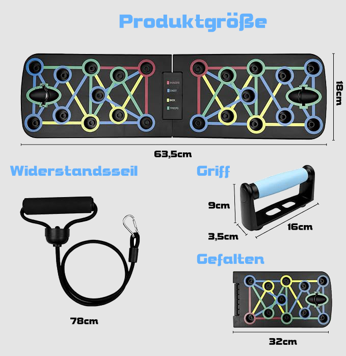 Liegestützbrett mit Widerstandsbändern